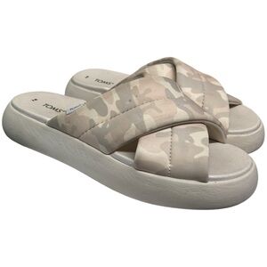 TOMS Alpargata Mallow Crossover Egret Camo Platform Slide Sandal Size 8